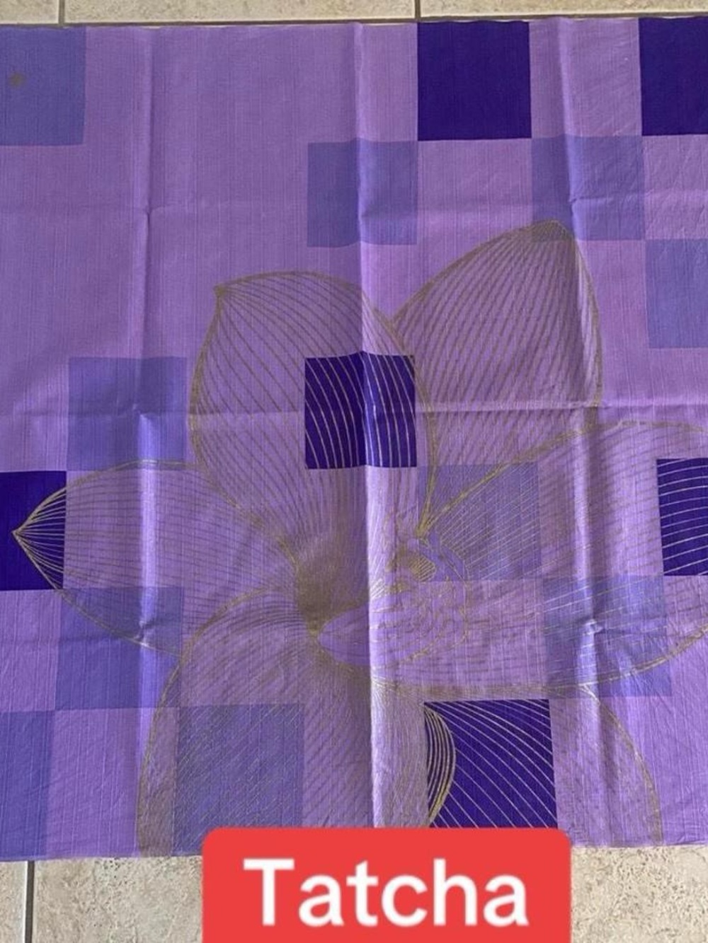 Tatcha Purple and Lavender Floral Geometric Scarf